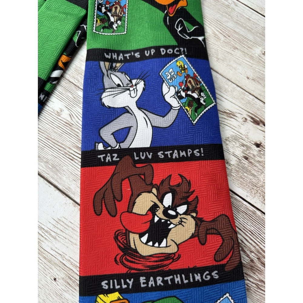 Vintage 1997 Looney Tunes Stamp Collection Men's Neck Tie - Picture 3 of 6